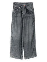 Pierre Louis Mascia Wide-Leg Silk Denim-Print Trousers Blue