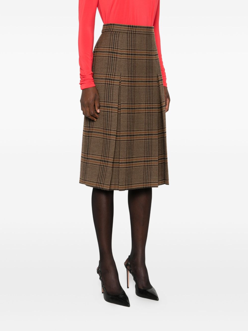 Saint Laurent Plaid Wool-Cashmere Blend Mini Skirt Beige