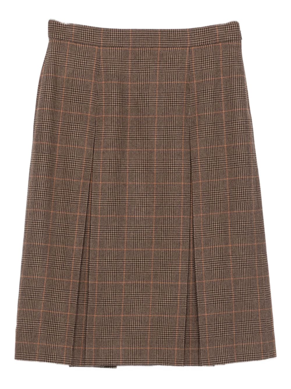 Saint Laurent Plaid Wool-Cashmere Blend Mini Skirt Beige