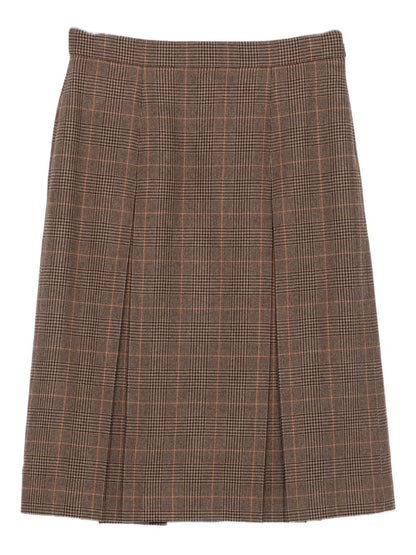 Saint Laurent Plaid Wool-Cashmere Blend Mini Skirt Beige