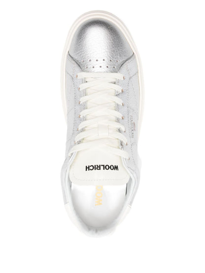 Woolrich Arrow Leather Platform Sneakers Silver