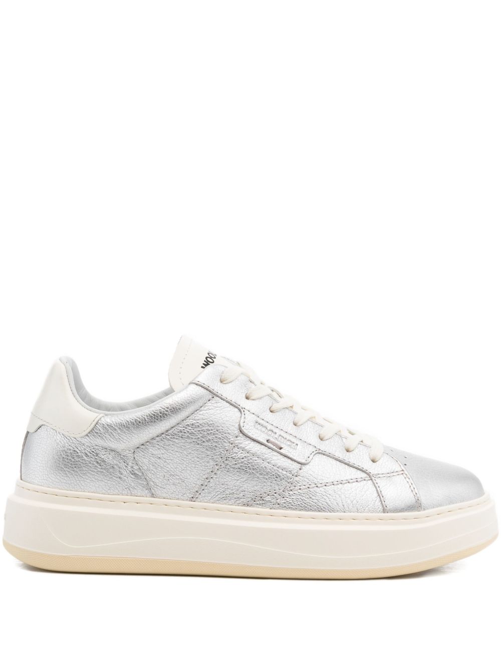 Woolrich Arrow Leather Platform Sneakers Silver