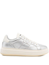 Woolrich Arrow Leather Platform Sneakers Silver