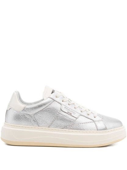 Woolrich Arrow Leather Platform Sneakers Silver