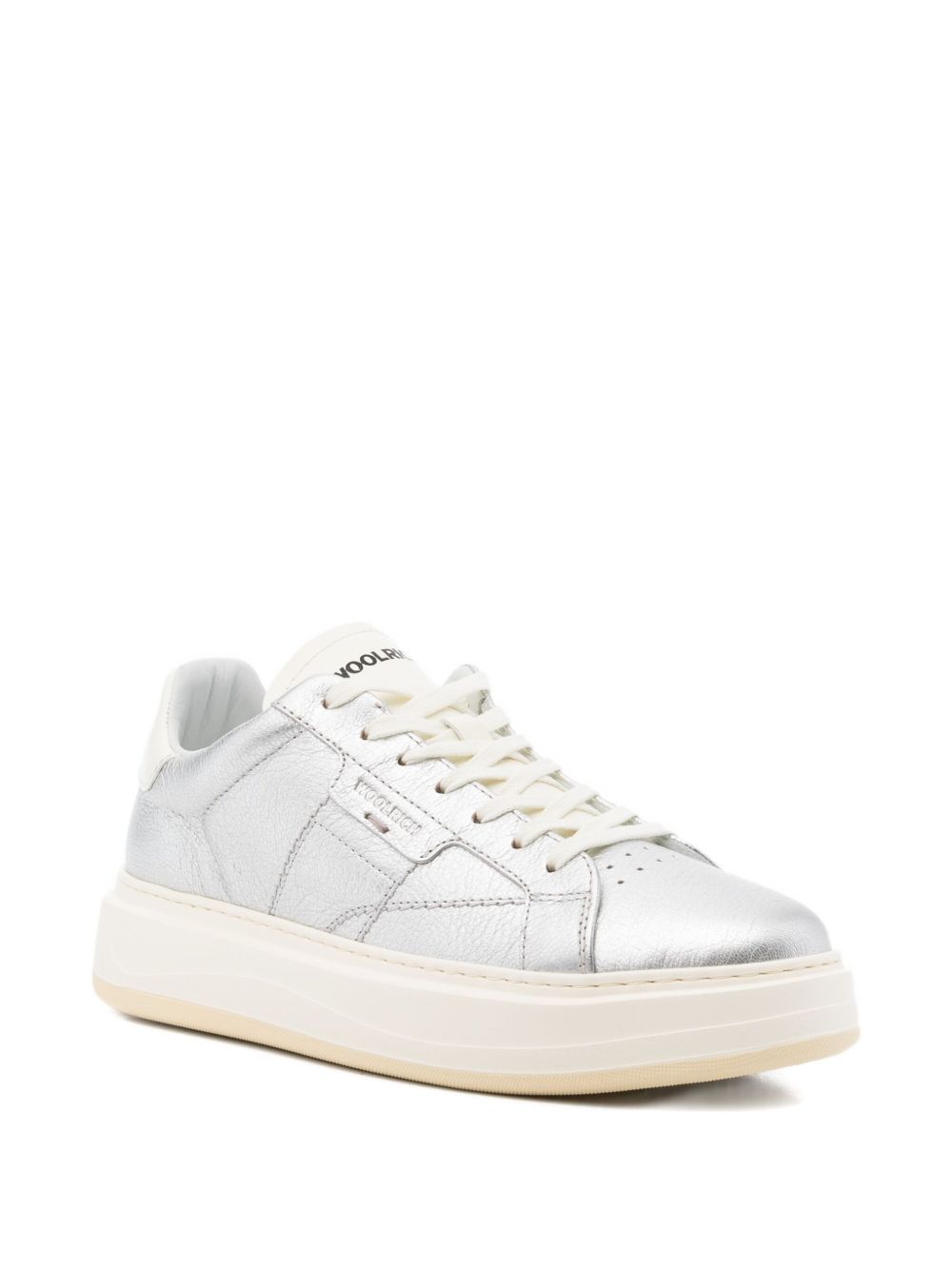 Woolrich Arrow Leather Platform Sneakers Silver