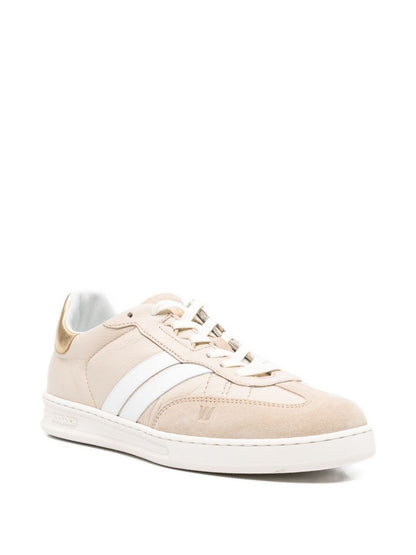 Woolrich Calf Leather Sneakers with White Stripe and Gold Heel Tab Powder Powder