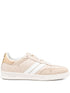 Woolrich Calf Leather Sneakers with White Stripe and Gold Heel Tab Powder Powder