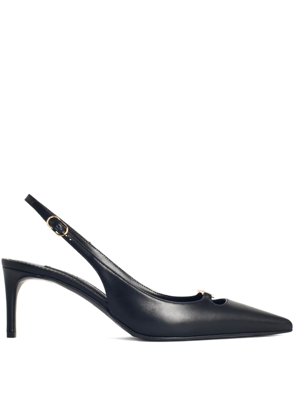 Dolce &amp; Gabbana Capra Leather Pointed-Toe Slingback Pumps Black