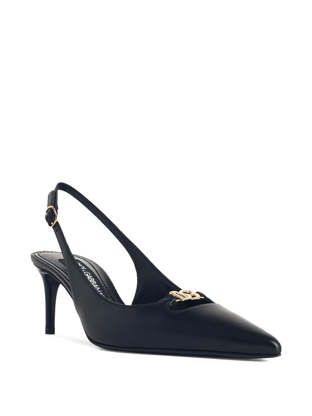 Dolce &amp; Gabbana Capra Leather Pointed-Toe Slingback Pumps Black