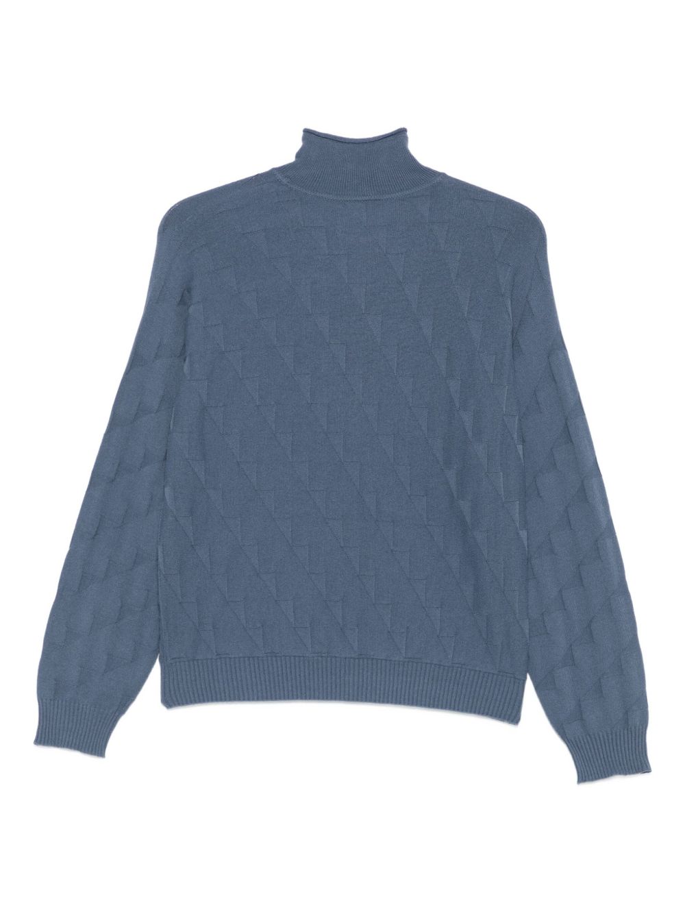 Emporio Armani High-Neck Ribbed Diamond Sweater Clear Blue