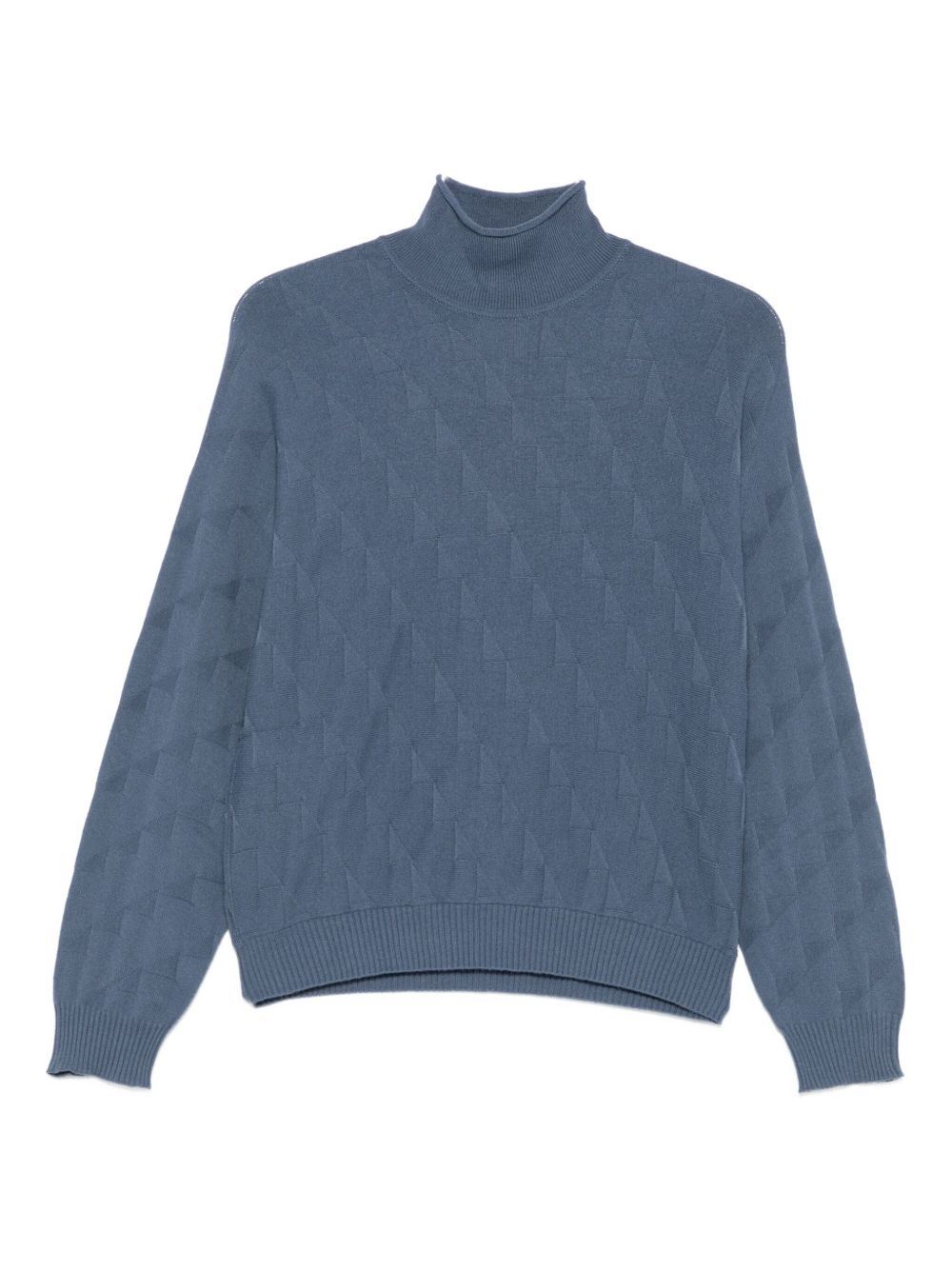 Emporio Armani High-Neck Ribbed Diamond Sweater Clear Blue