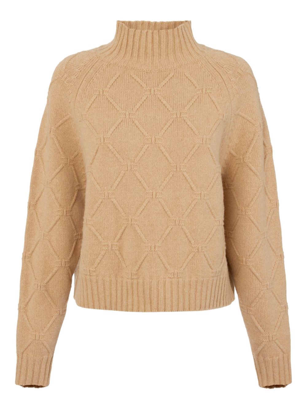 Elisabetta Franchi Crewneck Wool-Cashmere Blend Sweater Beige