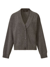 Fabiana Filippi V-Neck Metallic Ribbed Wool-Blend Cardigan Grey
