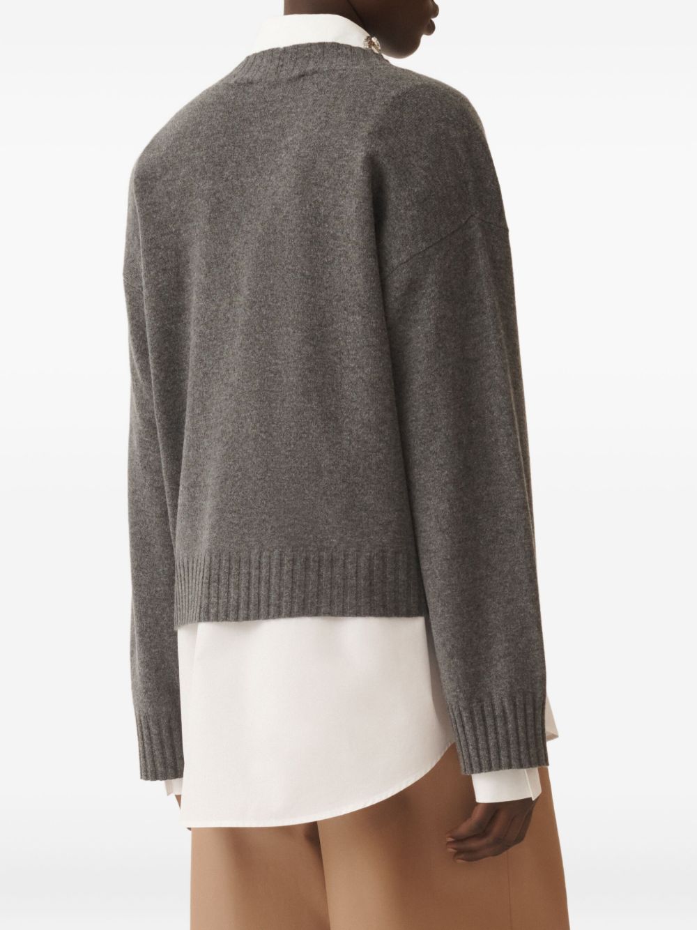 Fabiana Filippi V-Neck Metallic Ribbed Wool-Blend Cardigan Grey