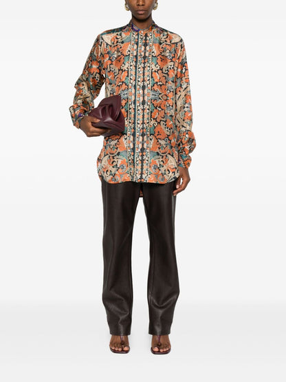 Pierre Louis Mascia Printed Silk Paisley Shirt Multicolour