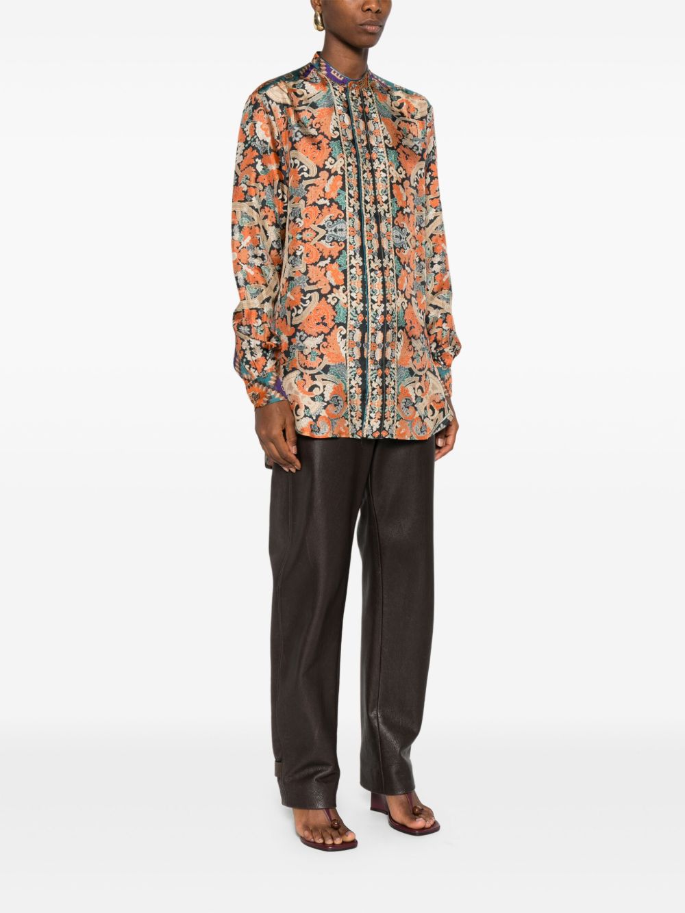 Pierre Louis Mascia Printed Silk Paisley Shirt Multicolour