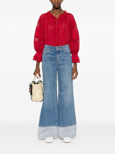 Alice + Olivia Wilson Wide-Leg Jeans with Contrast Cuffs in Clear Blue Clear Blue