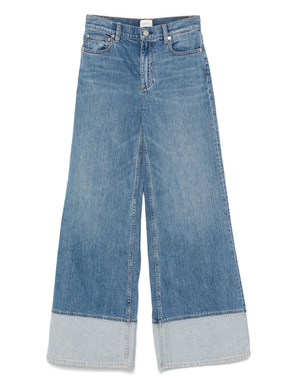 Alice + Olivia Wilson Wide-Leg Jeans with Contrast Cuffs in Clear Blue Clear Blue