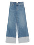 Alice + Olivia Wilson Wide-Leg Jeans with Contrast Cuffs in Clear Blue Clear Blue
