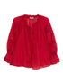 Alice + Olivia Josephine Red Cotton Blouse with Lace and Ruffled Cuffs Red