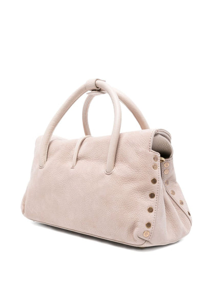 Zanellato Small Top-Handle Suede Leather Tote Bag Beige