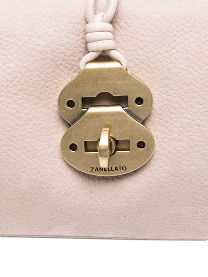 Zanellato Small Top-Handle Suede Leather Tote Bag Beige