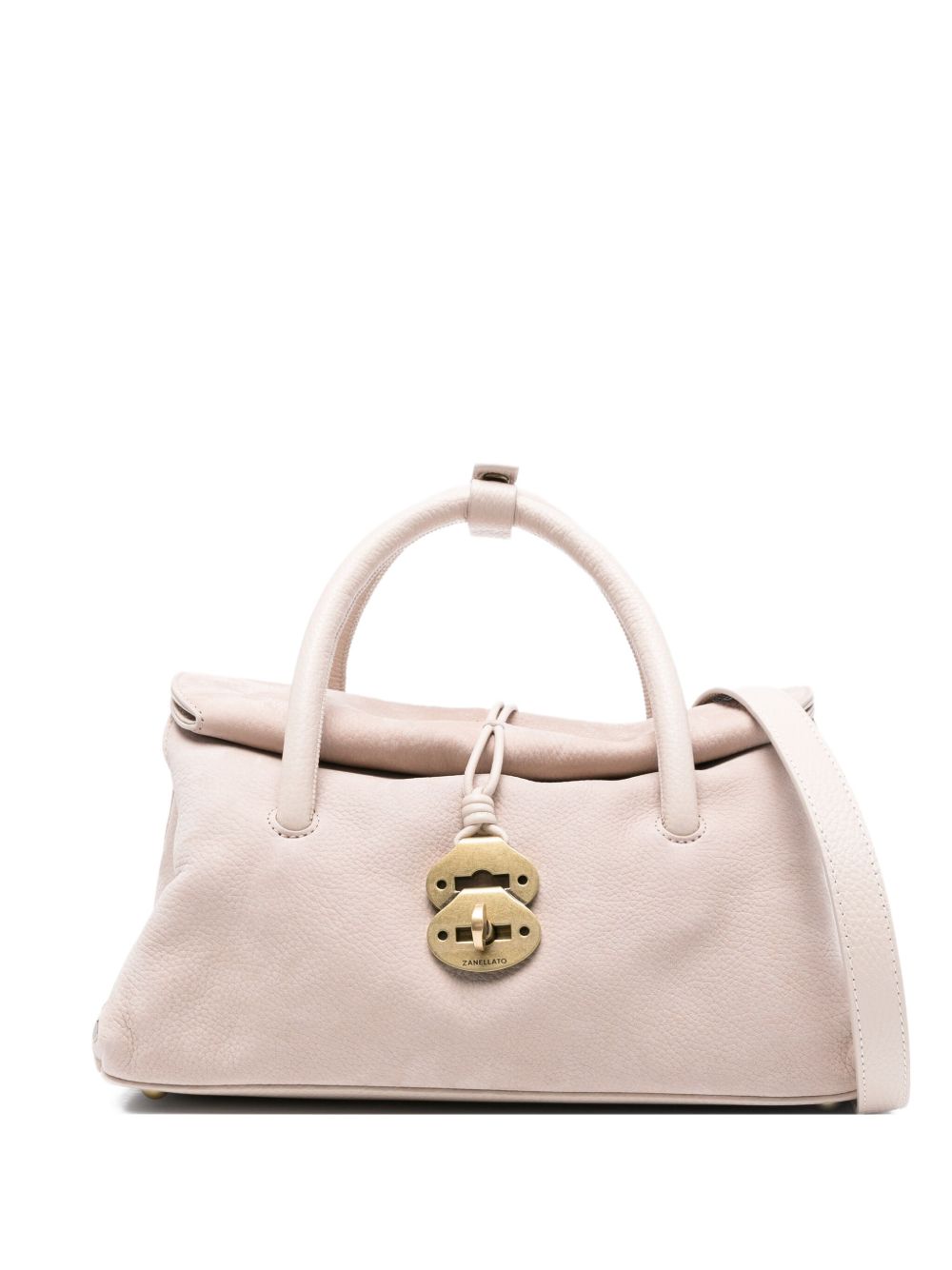 Zanellato Small Top-Handle Suede Leather Tote Bag Beige