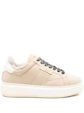 Woolrich Arrow Platform Shearling-Lined Calf Leather Sneakers Cream
