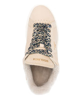 Woolrich Arrow Platform Shearling-Lined Calf Leather Sneakers Cream