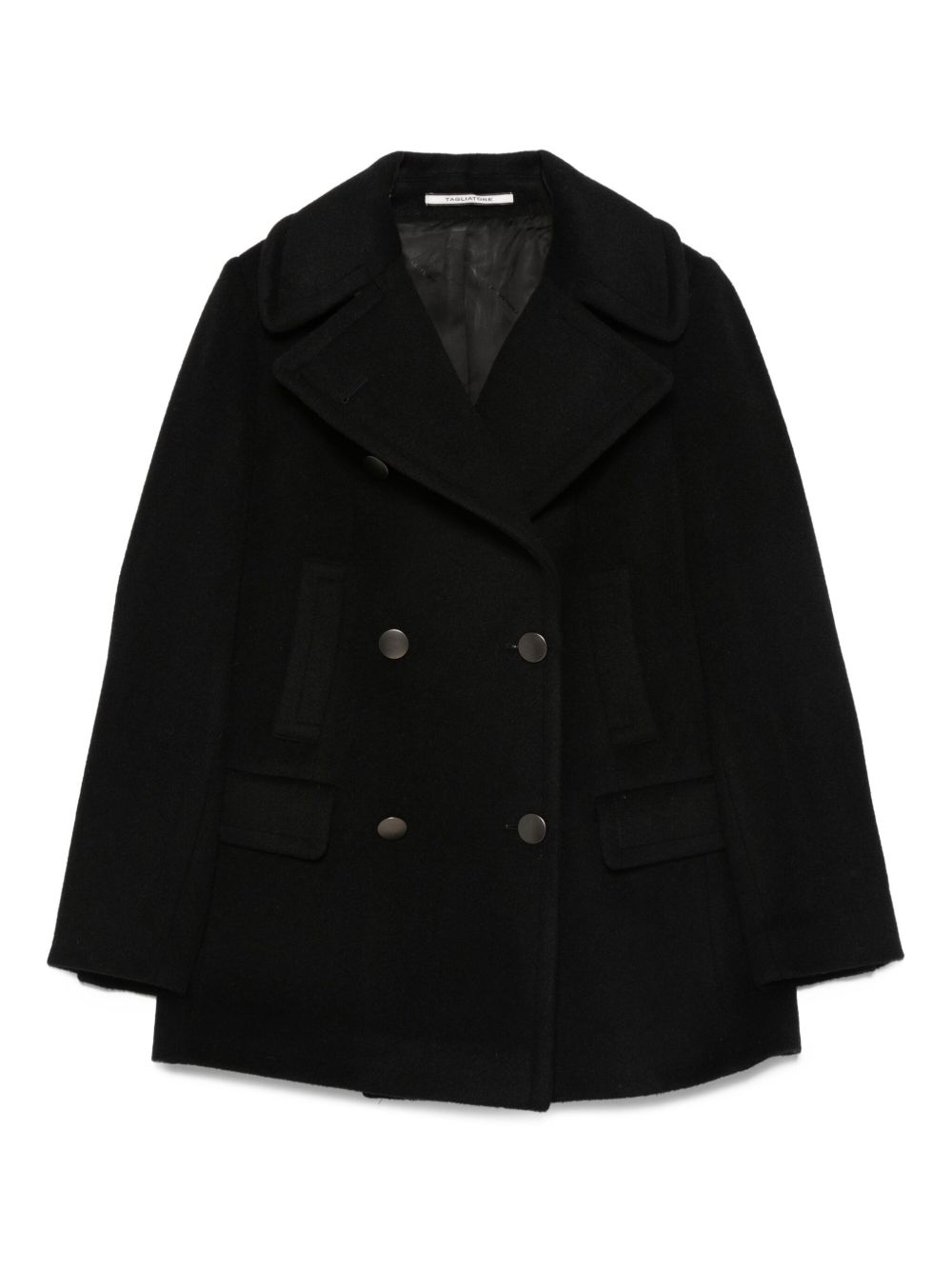 Tagliatore Double-Breasted Wool Coat Black Black