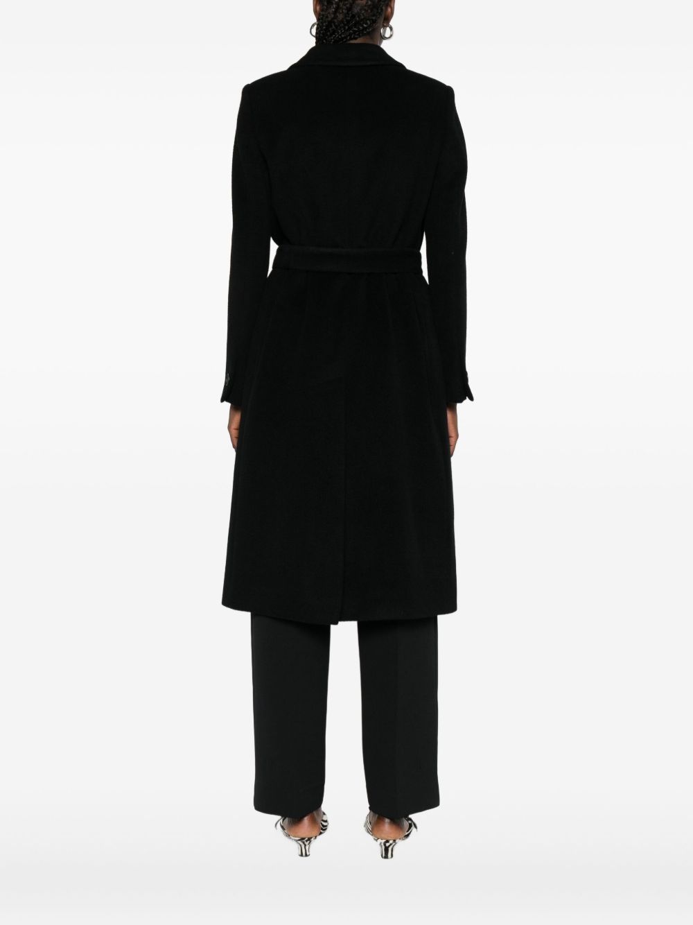 Tagliatore Double-Breasted Wool Belted Coat Black