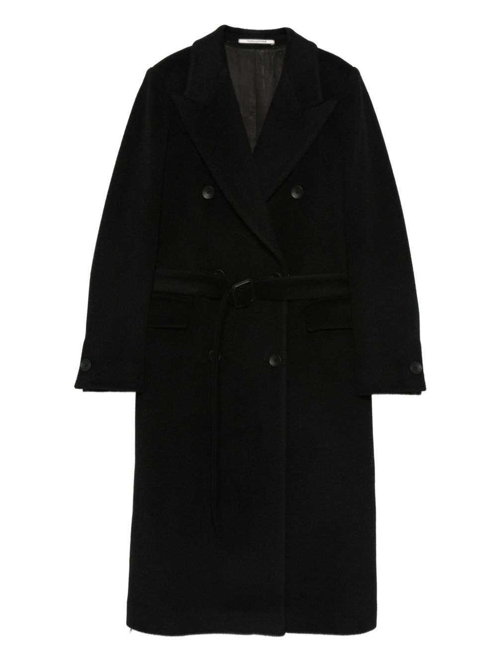 Tagliatore Double-Breasted Wool Belted Coat Black