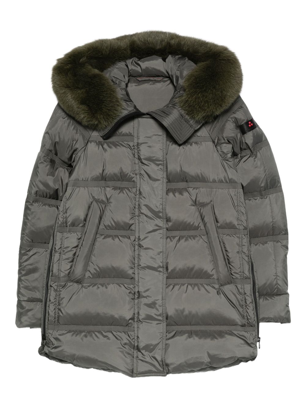 Peuterey Quilted Fur-Trim Hooded Down Coat Green Green