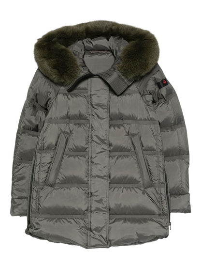 Peuterey Quilted Fur-Trim Hooded Down Coat Green Green