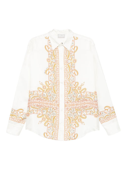 Pierre Louis Mascia Paisley Embroidered Silk Shirt White White