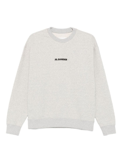 Jil Sander Plus Embroidered Logo Cotton Crewneck Sweater Green green