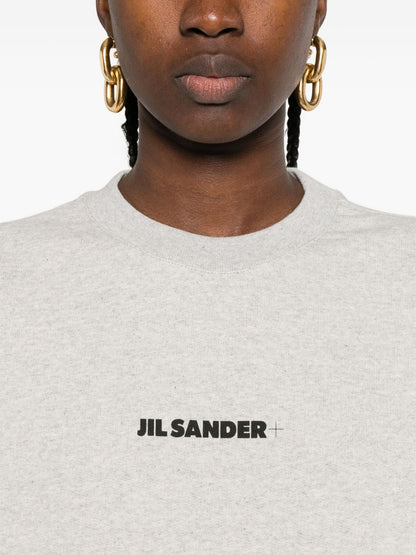 Jil Sander Plus Embroidered Logo Cotton Crewneck Sweater Green green