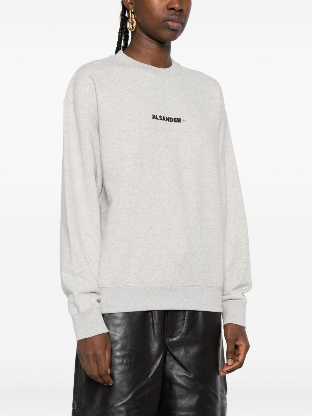Jil Sander Plus Embroidered Logo Cotton Crewneck Sweater Green green