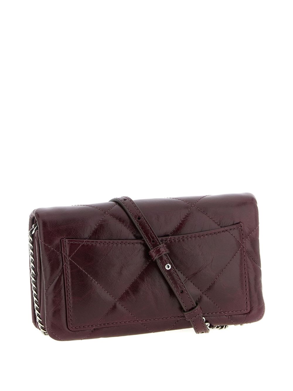 Tory Burch Kira Silk &amp; Nylon Leather Clutch Wallet on Chain Bordeaux