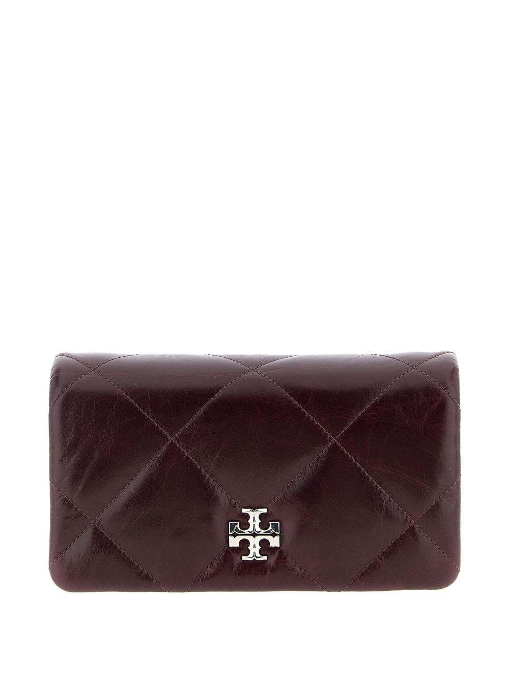 Tory Burch Kira Silk &amp; Nylon Leather Clutch Wallet on Chain Bordeaux