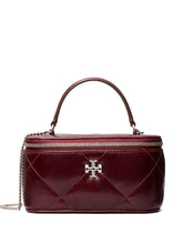 Tory Burch Kira Leather and Silk-Nylon Clutch Bag Bordeaux
