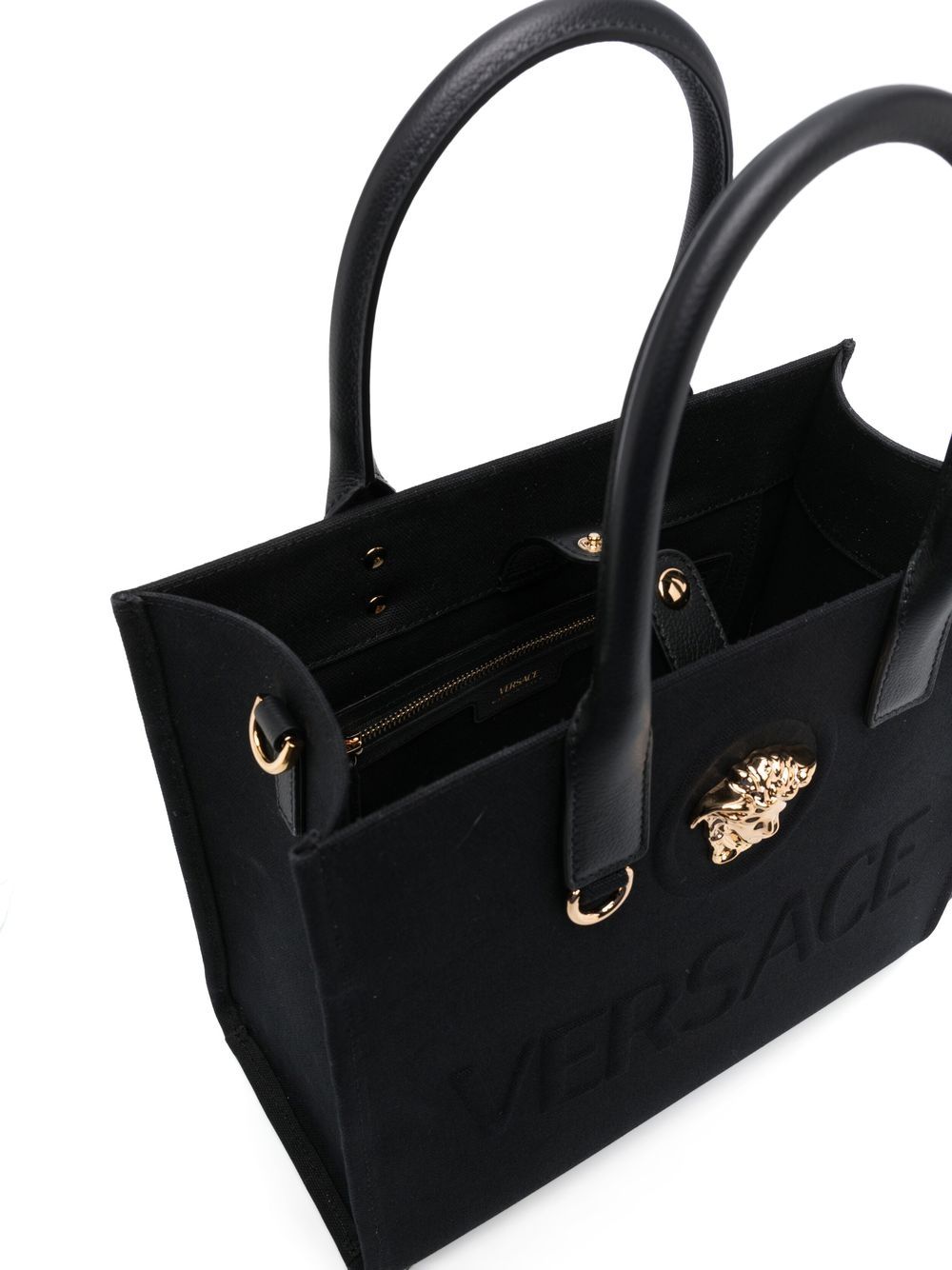 Versace Small La Medusa Canvas Tote Bag Black