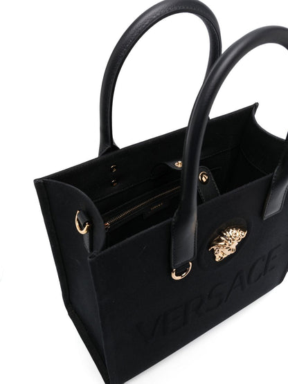 Versace Small La Medusa Canvas Tote Bag Black