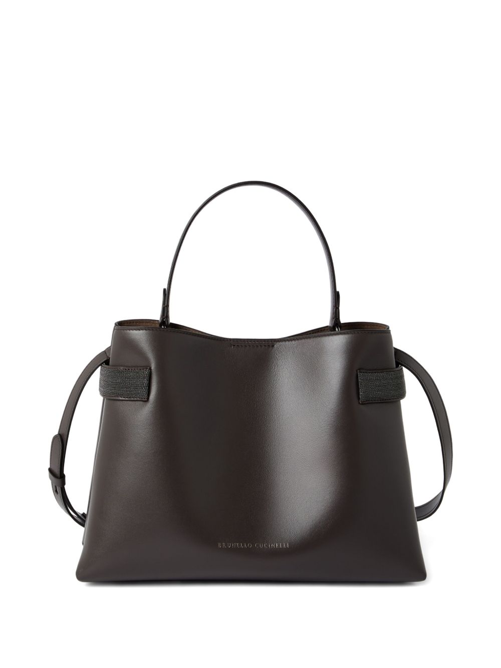 Brunello Cucinelli Essence top-handle leather bag brown
