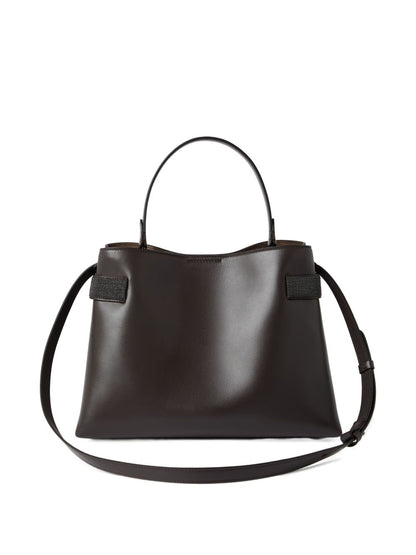 Brunello Cucinelli Essence top-handle leather bag brown
