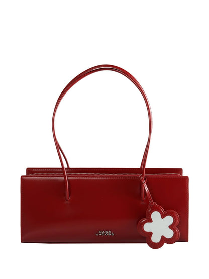 Marc Jacobs Flower-Embellished Leather Shoulder Tote Bag Bordeaux