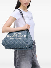 Marc Jacobs The Quilted Denim Large Chain Sack Shoulder Bag Clear Blue