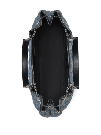 Marc Jacobs The Quilted Denim Large Chain Sack Shoulder Bag Clear Blue