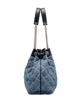 Marc Jacobs The Quilted Denim Large Chain Sack Shoulder Bag Clear Blue