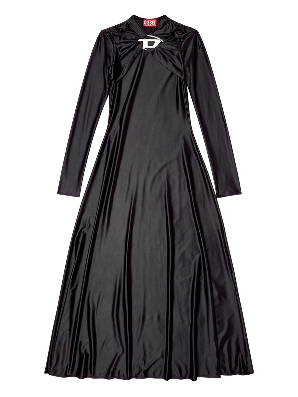 Diesel Twist-Neck Satin Midi Dress Black black
